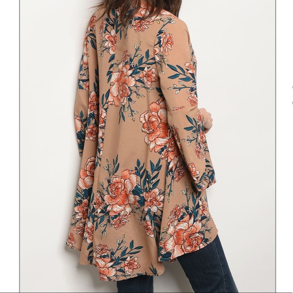 ☕️Mocha Floral Cardigan🌟 - Picture 3 of 4